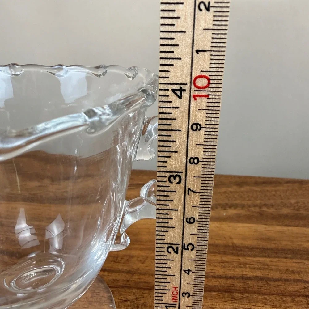 Vintage Fostoria Century Glass Creamer & Sugar Bowl Set Scalloped Edge Pedestal